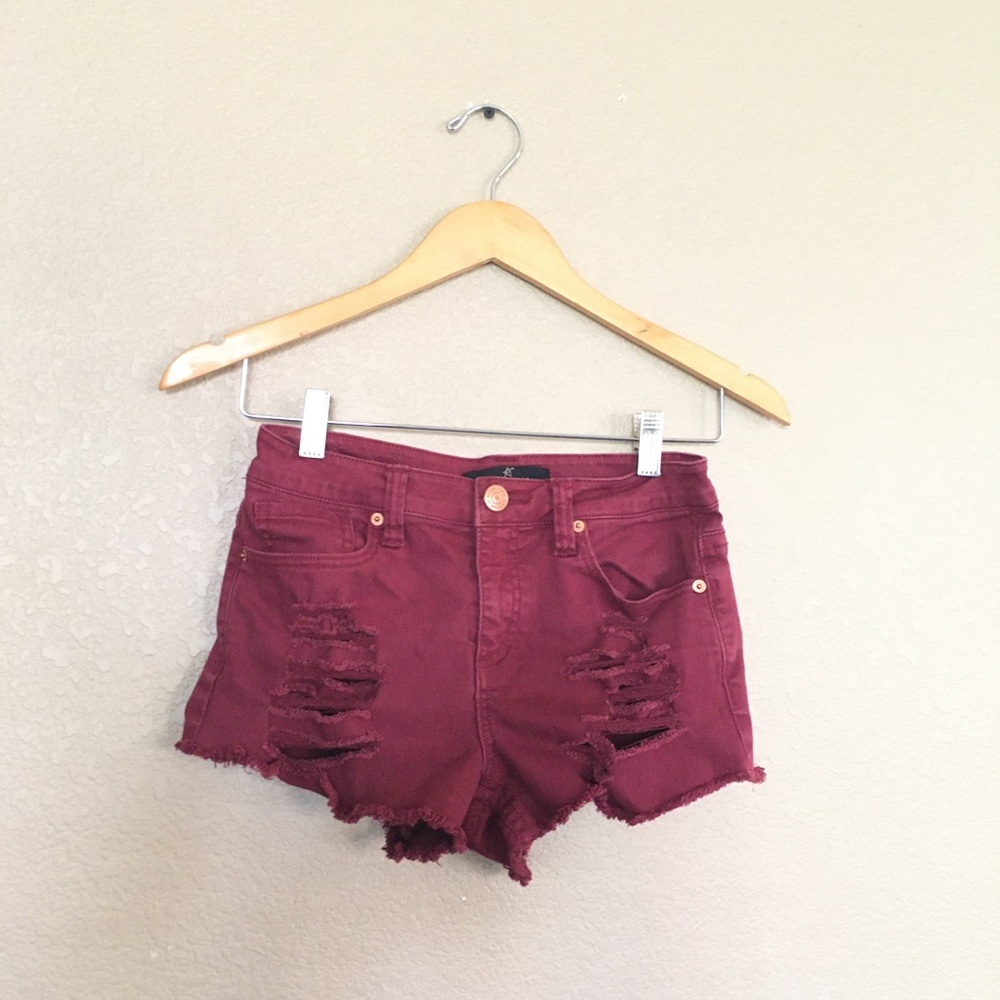 Almost famous maroon jean shorts